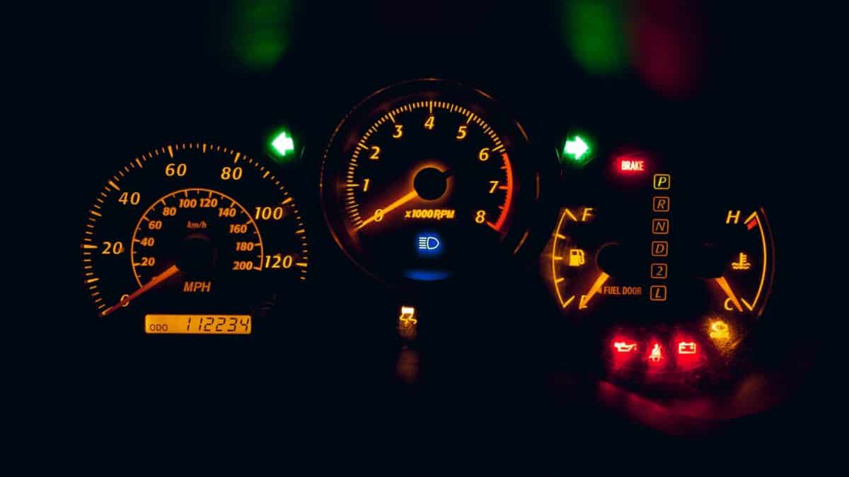 car dashboard lit up